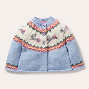 Baby Boden Fair Isle Cardigan Easter Spring Bunny
